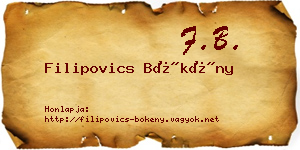 Filipovics Bökény névjegykártya